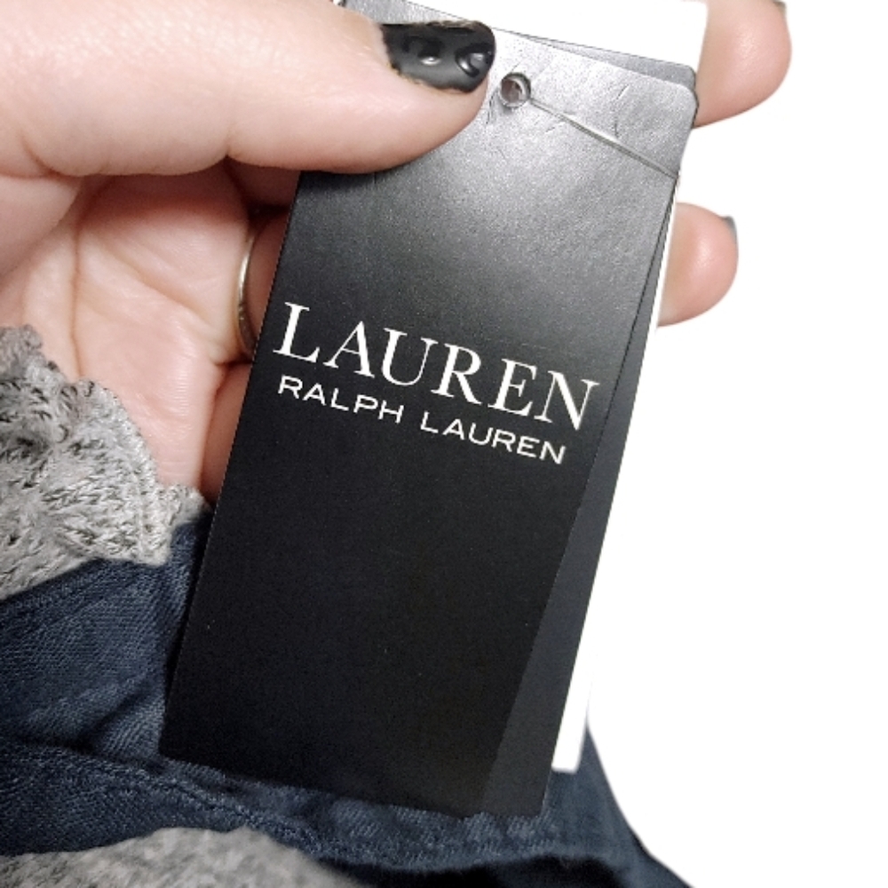 Lauren Ralph Lauren Navy Blue Wide Leg Linen Drawstring Pants NWT Womens Size 18 - Picture 9 of 14